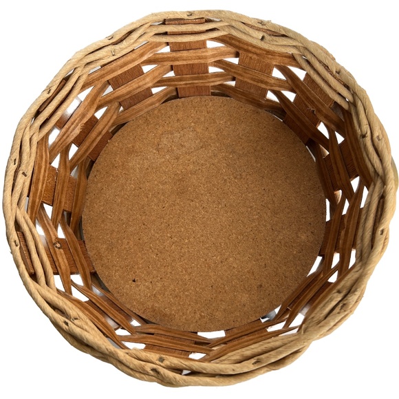 PYREX Corning Casserole Woven Carrier Leather Handles Wood Bottom 10” Dia Basket - Picture 4 of 9